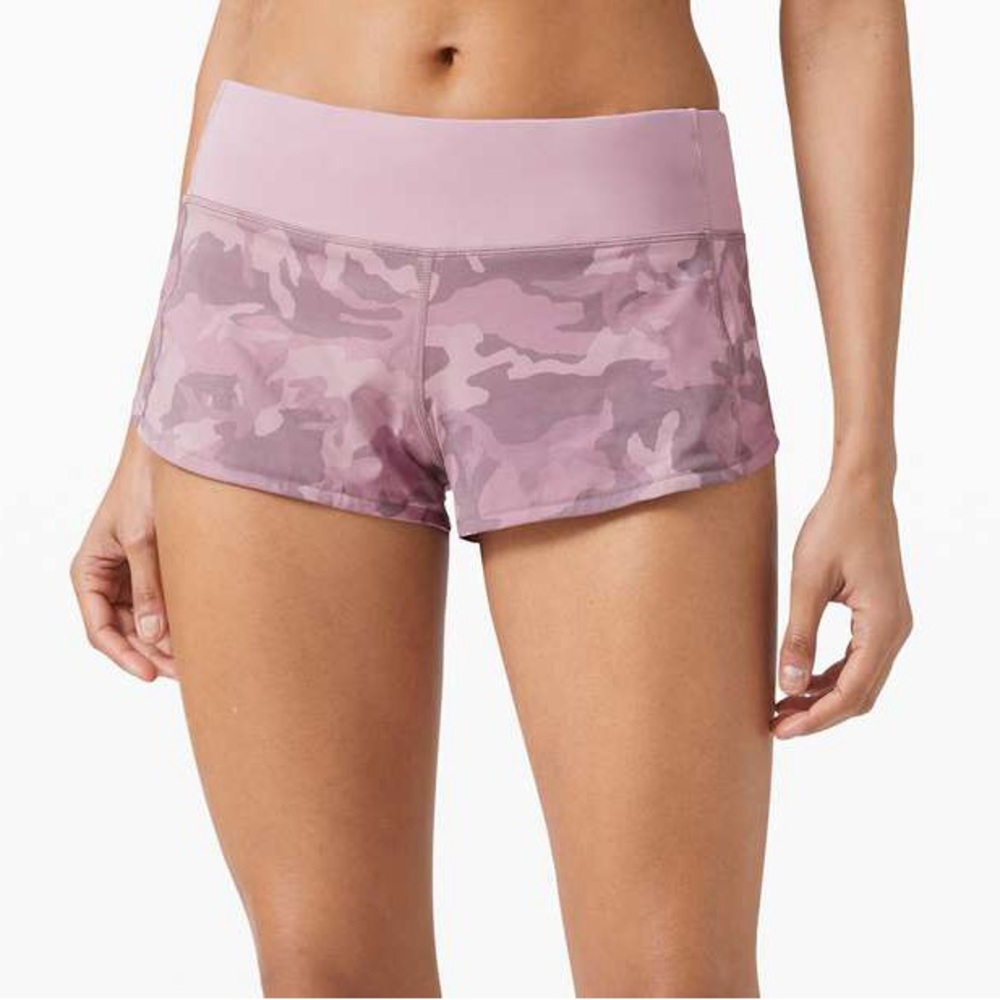 Lululemon speed up shorts in pink camo